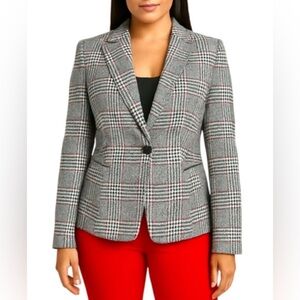 Premise Studio Glen Plaid Single-Button Blazer - NWT Size 4